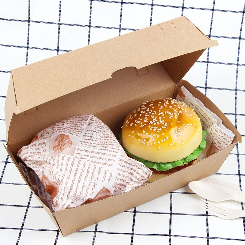 Contenedor Takeout desechables Hamburger Clamshell el Envasado de Alimentos Caja de cartón corrugado