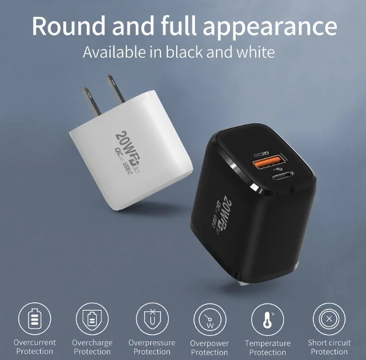 Reloj Teléfono móvil de 20W Cargador de pared cargador PPS Pd QC 3.0 adaptador de corriente de la Unión Europea EE.UU. para el iPhone 13 USB cargador de teléfono Tipo C