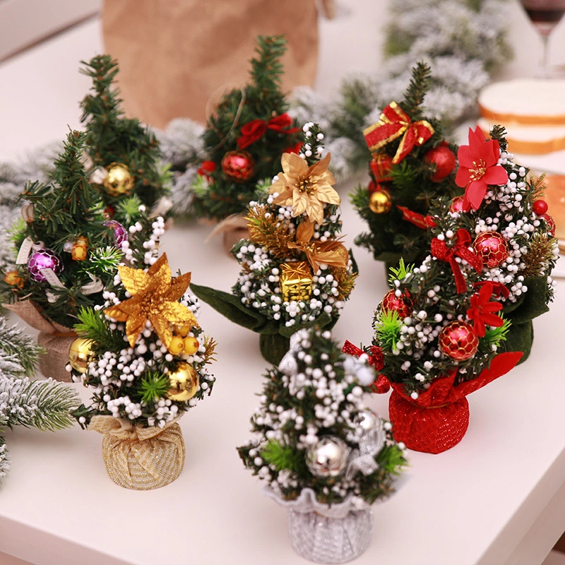 Small Christmas Ornaments Mini Xmas Tree Desktop Decor Pine Cone Christmas Tree for Party Supply