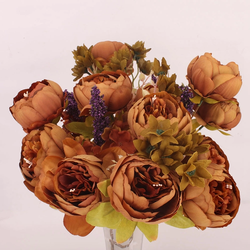 Vintage Artificial Peony Silk Flowers Bouquet Home Wedding Decoration