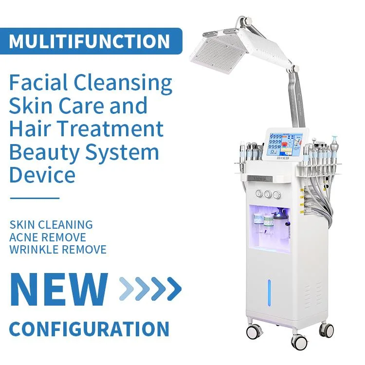 Huanshi самый продвинутый 14 в 1 Dermabrasion Machine Multifroctional Hydra Устройство для лица Aqua Peel со светодиодным освещением на крышке