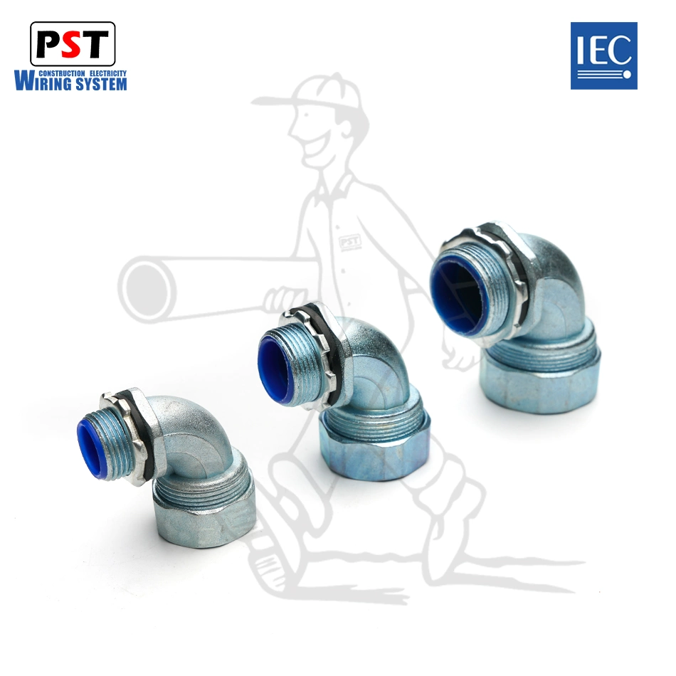 IEC61386 conector curvo 90º conector flexible Dwj conector para el conducto flexible recubierto  de PVC