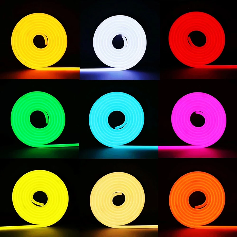 16.4FT/5m Waterproof Flexible 12V Silicone LED Neon Rope Light Strip