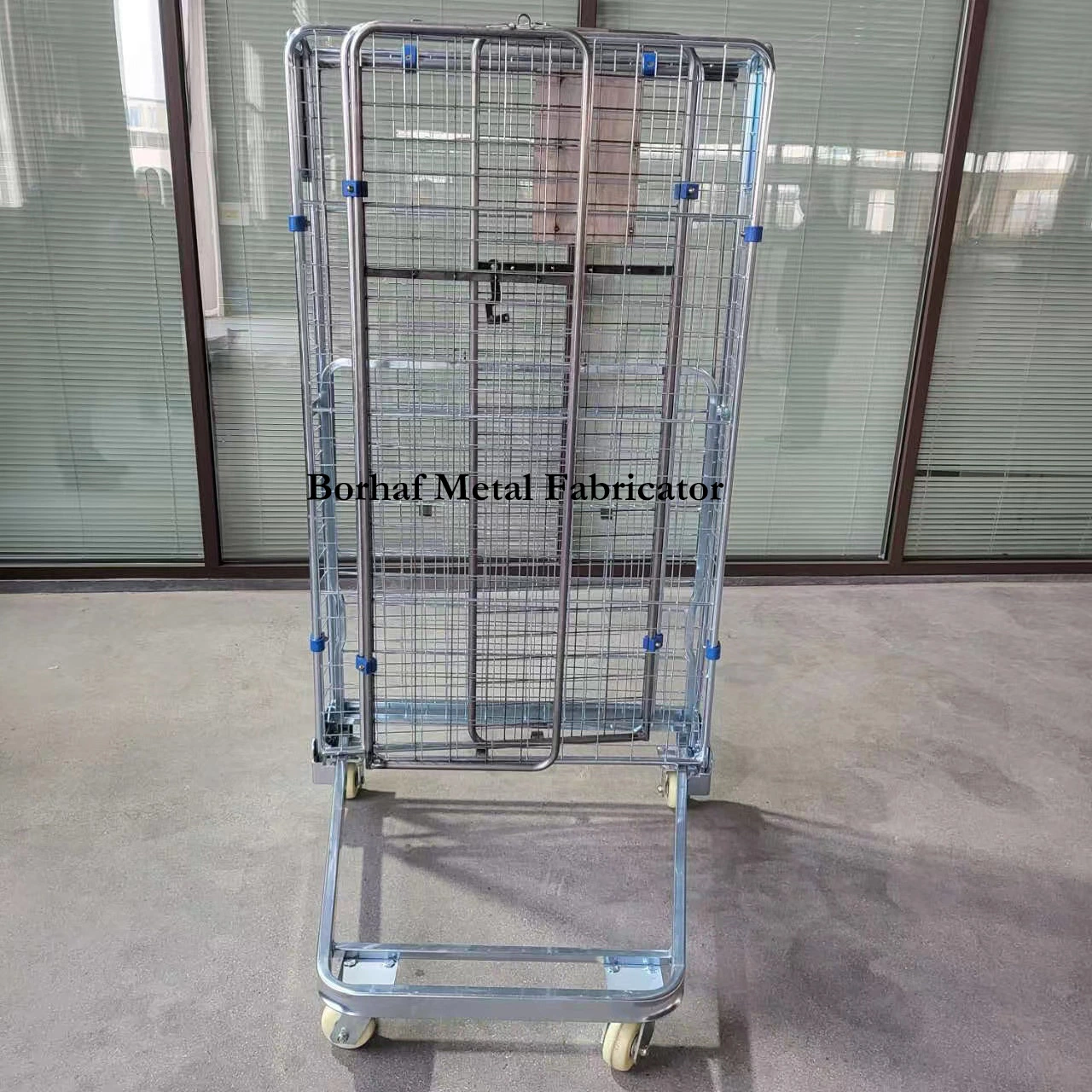 4 Sided Logistic A-Frame Security Nestable Storage Folding Metal Steel Cargo Mesh Roll Cage Containers Foldable Trolley