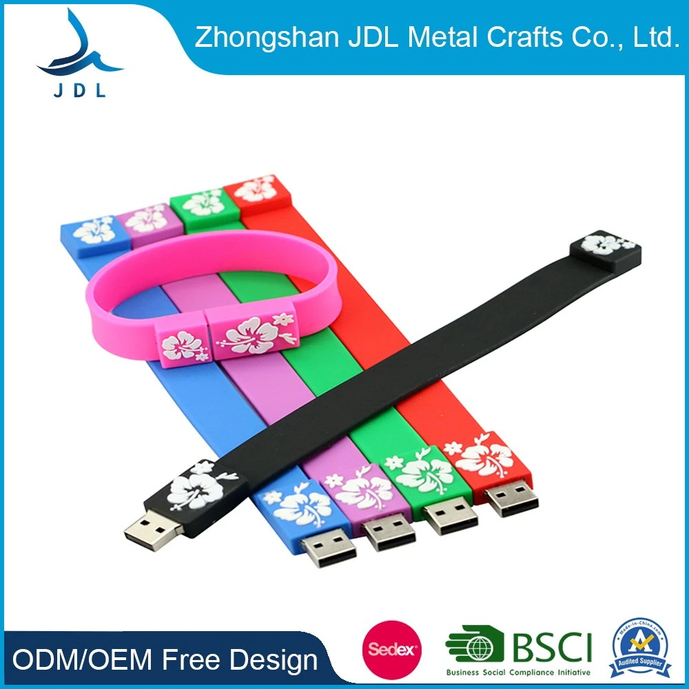 Factory Cheap Price Offset Printed Free Sample Energy Glow Event Rubber Silicone Bangle for Gifts USB Flash Drive Bracelet