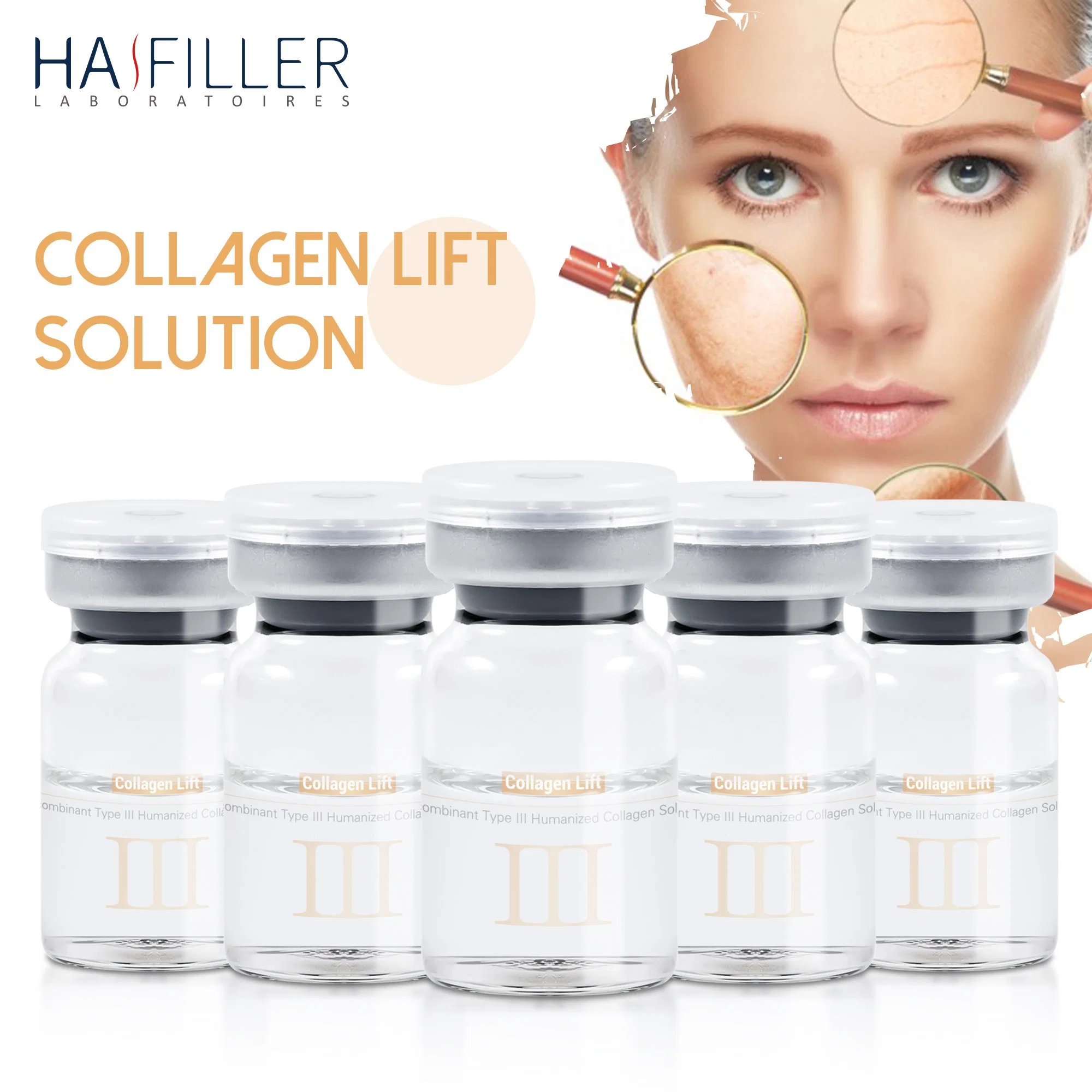 Hot Selling Face Hydration Humanized Type Three Recombinant Collagen Lift Brightening Skinbooster Mesotherapy Solution Collagen Lnjection Skin Care Serum