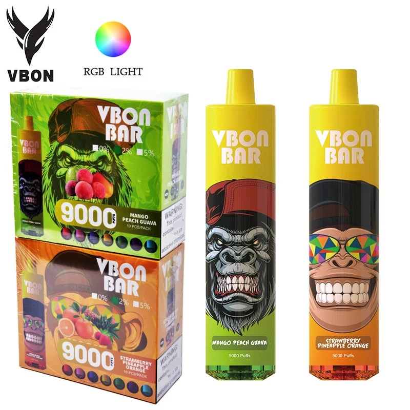 Vbonbar 9000 Puff RVB lumière variable Vapor E-cigarette mesh bobine Vape jetable