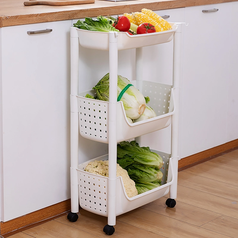 Slim Space Use Bathroom Storage Rack Shelving Rolling Cart Vegetable Organizer Fruit Storage Kitchen Trolley Cart with Wheels