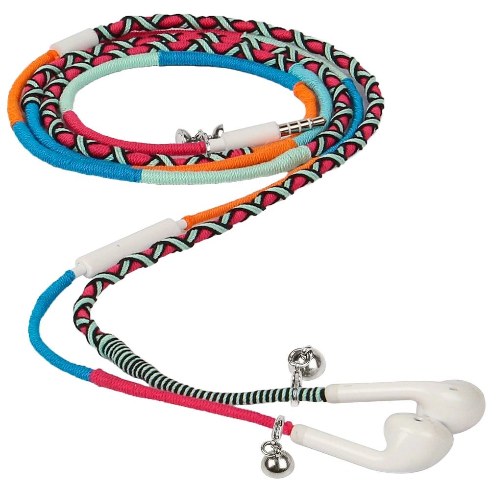 Mobile Phone Accessories Wired Stereo Rope Cable Earphone in Ear Wristband Headphone