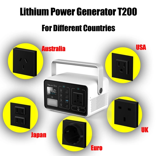 Portable 222wh Lithium Battery Solar Generator with AC/DC/QC3.0/Type C USB Ports