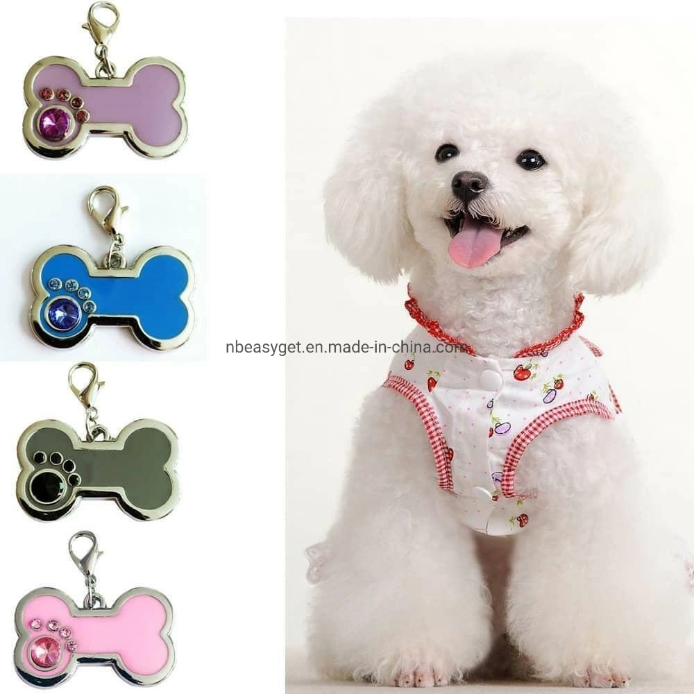 Forma de Hueso de la mascota de la etiqueta de identificación de perros con cristales colgantes personalizados Esg16521 Accesorios