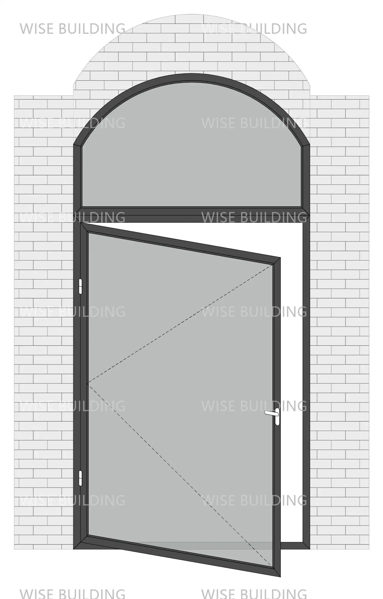 Proteção personalizada de fábrica Arch Aluminium com dobradiça e porta articulada em pó corrosão revestida Porta de oscilação resistente à prova de água