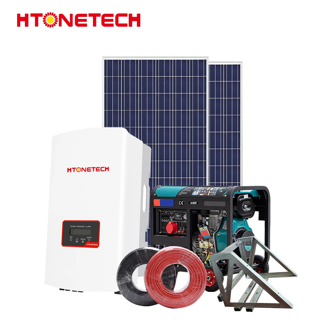 Htonetech 200 Watt constituídos Painel Solar Energia Solar Inversor Híbrido China 300W de energia solar com sistema 15kVA Trifásico Silencioso gerador diesel