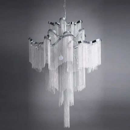 Art Decor Modern Aluminum Slive Chain Tassel Chandelier (WH-CC-11)