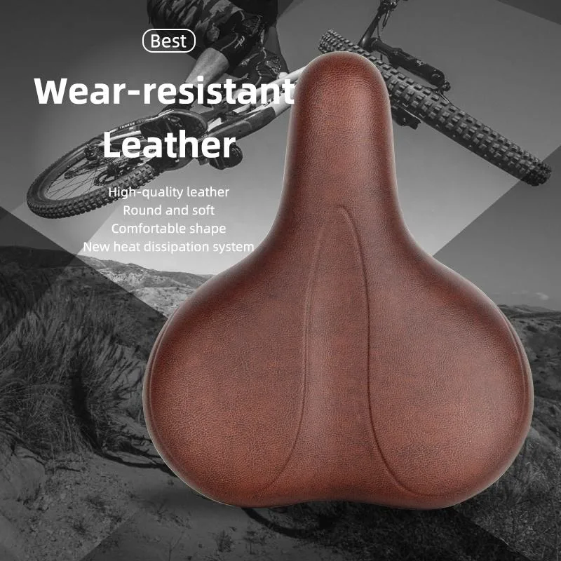 Wide Bicycle Saddle Comfortable PU Leather Surface Weatproof Essential Bike Seat