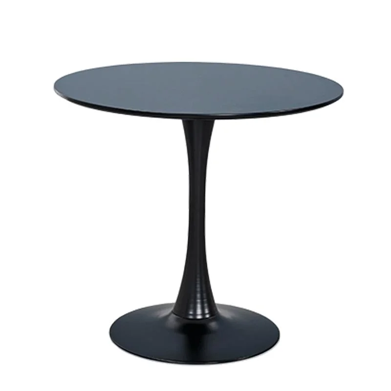 Table de bar/pub avec plateau rond en MDF noir et base en métal pour club/café.