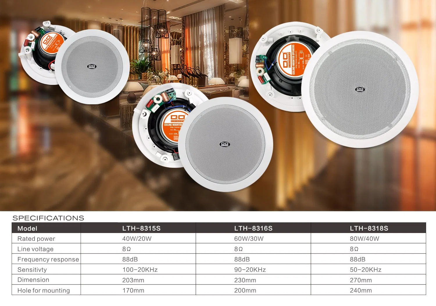 18год OEM Factory PA System потолочный громкоговоритель для настенного монтажа LTH-8318s 40 ВТ.