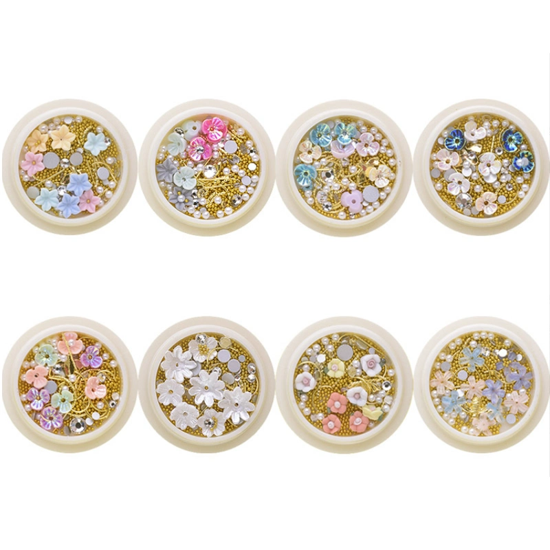 Mix verschiedene Studs 3D Blume Perle Charm Maniküre Nail Art Dekorationen