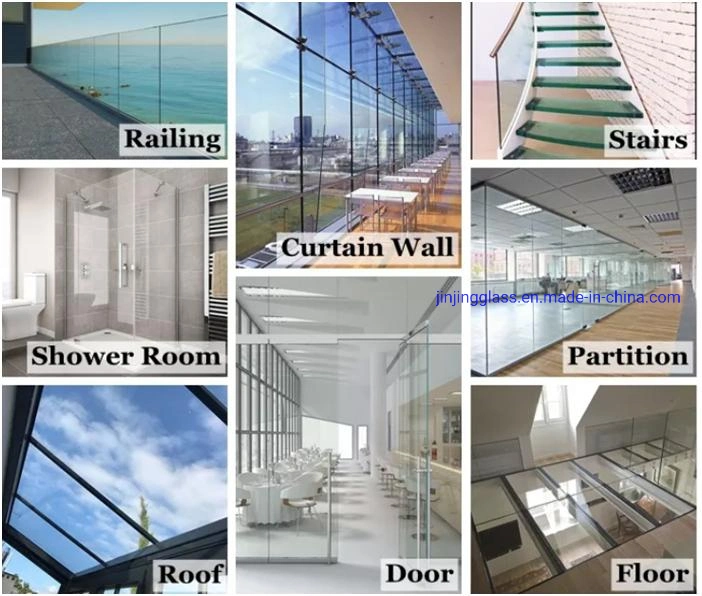 Balustrade Glass Clear Grey Ceramic Fritted Tempered Safety Heat Strenghtened Railing Glass 8mm-22mm