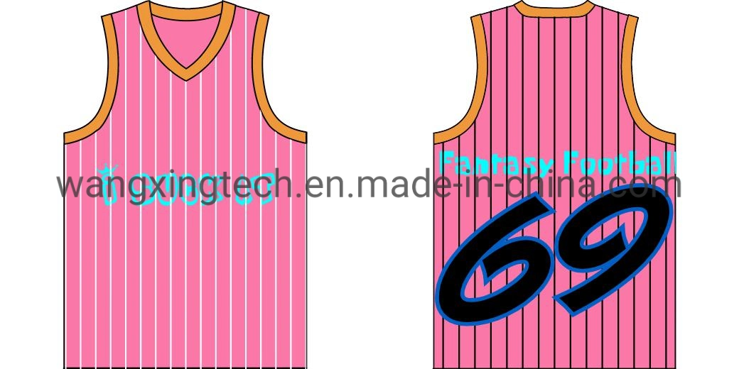 Malla Pinstriped azul de los hombres V Cuello personalizadas Camisetas de baloncesto