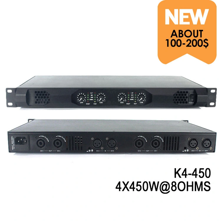 Class D 1u Digital Amplifier K4-450 4 Channels Sound System Audio Equipment