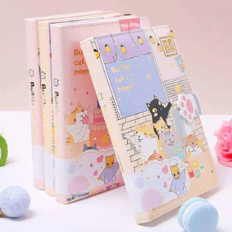 Journal Notebook Cute Notebook Cat Magnetic PU Leather Hardcover Notepad