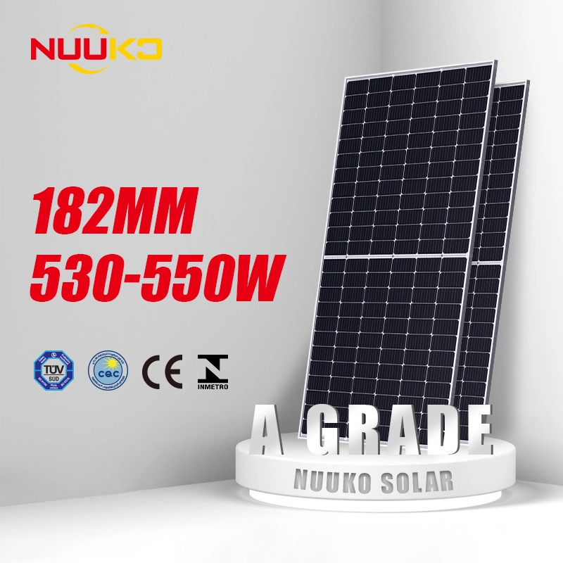 Células PERC monofaciais de 182 mm de alta eficiência IP68 caixa de junção 25 Anos de garantia 530-550 Watt