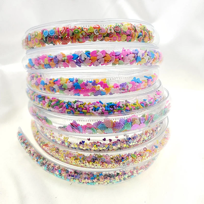 Arenas movedizas transparente cintillos para niños Chicos Chicas Fashion Glitter Sequin dientes Bisel Hairbands aros de pelo Secador de Accesorios