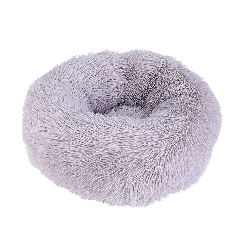 Neues Design Donut Cat Bed Plüsch Kunstpelz Hundebetten Katzen Komfortabel Warm Deep Sleep Pet Nest