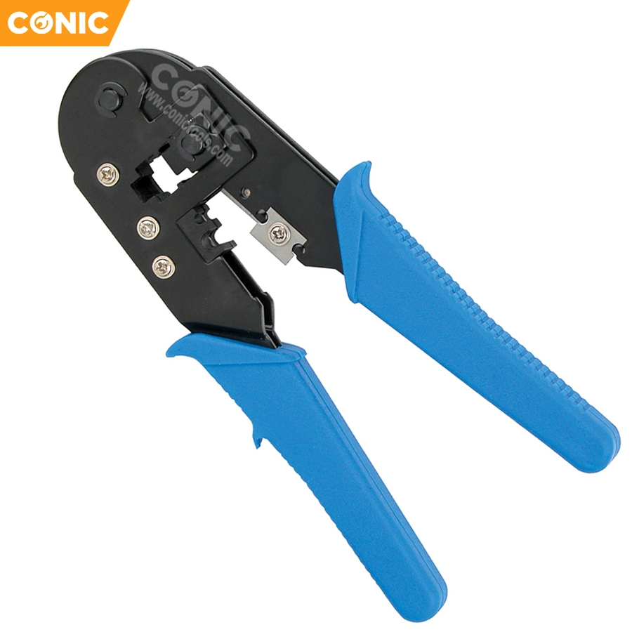 Multi-Functional Spring Crimping Pliers for 6p/8p Terminals with PVC Handle