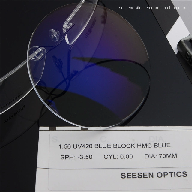 Anti Blue Ray 1,56 Blue Light Blocking Ar Coating Ophthalmic Blaue Brillenlinse