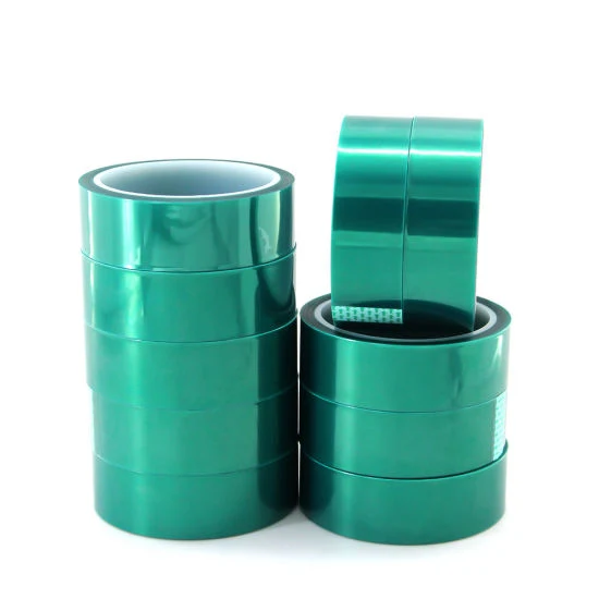 Cinta de poliéster de silicona de color verde de la cinta de PET para la alta resistencia a la temperatura