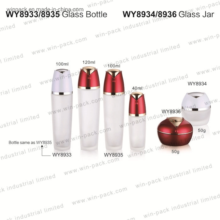 Winpack Factory Supply Frosted Round Glass Pump Cosmetic Bottle Packing