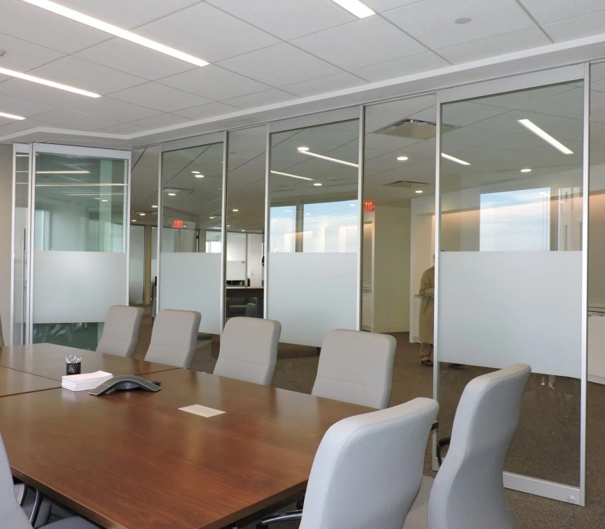 Glazed Partitions Office Partition Walls Electrically Operated Movable Glass Sliding Wall