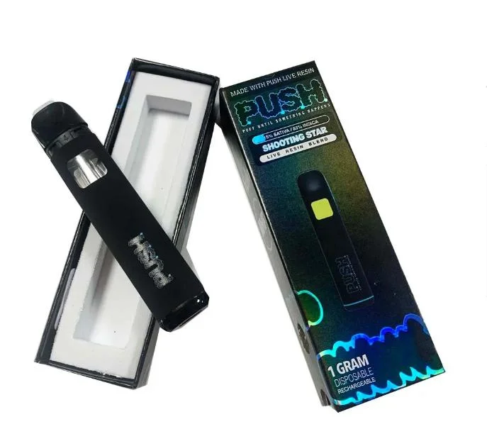 Wholesale/Supplier Push Live Resin Disposable/Chargeable Vape Pen 360mAh Rechargeable Battery 1.0 Ml Empty Push Vapes Cartridges Ceramic Coil 1.0 Gram Empty Carts with Packaging