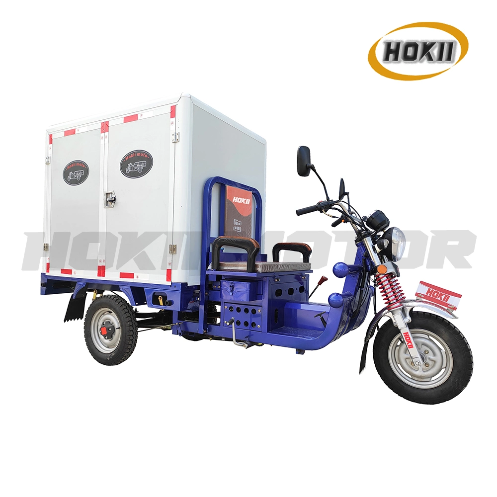 China Good Quality Hokii Motor Manufacturer Popular Model Hot Sale Gasoline Engine Mopeds Disabled Van Tricycle for Cargo Use