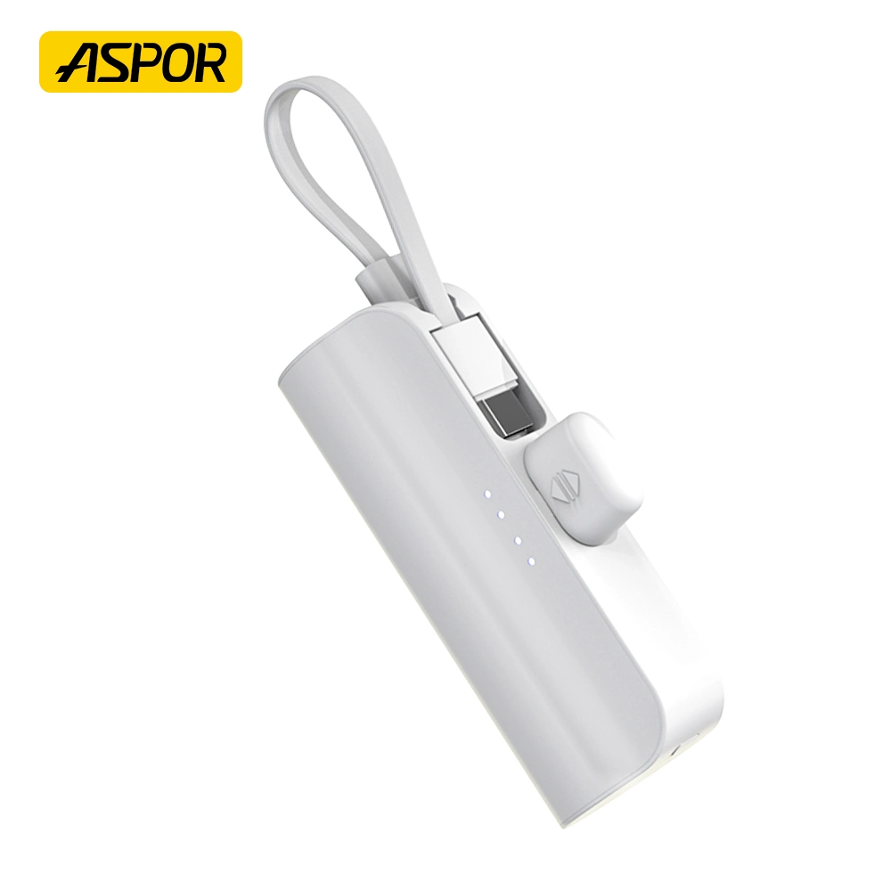 Mini White Color Power Bank Factory Price 5000mAh Capacity Lithium Battery Original Factory Wireless Charging Mobile Phone Accessories Type-C/Lighnting