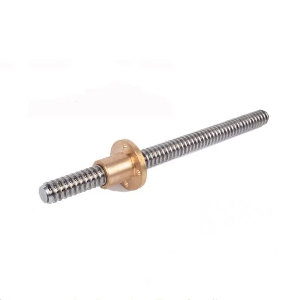 T12 Tr12*2 P2 Lead 2mm 12mm Trapezoidal Lead Screw Left and Right Thread with Flange Brass Nut