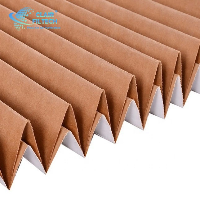 Excellent Double Layer Kraft Paper Pleated Paper Filter White and Brown V Type Dry Kraft Paint Stop for Painting Systems