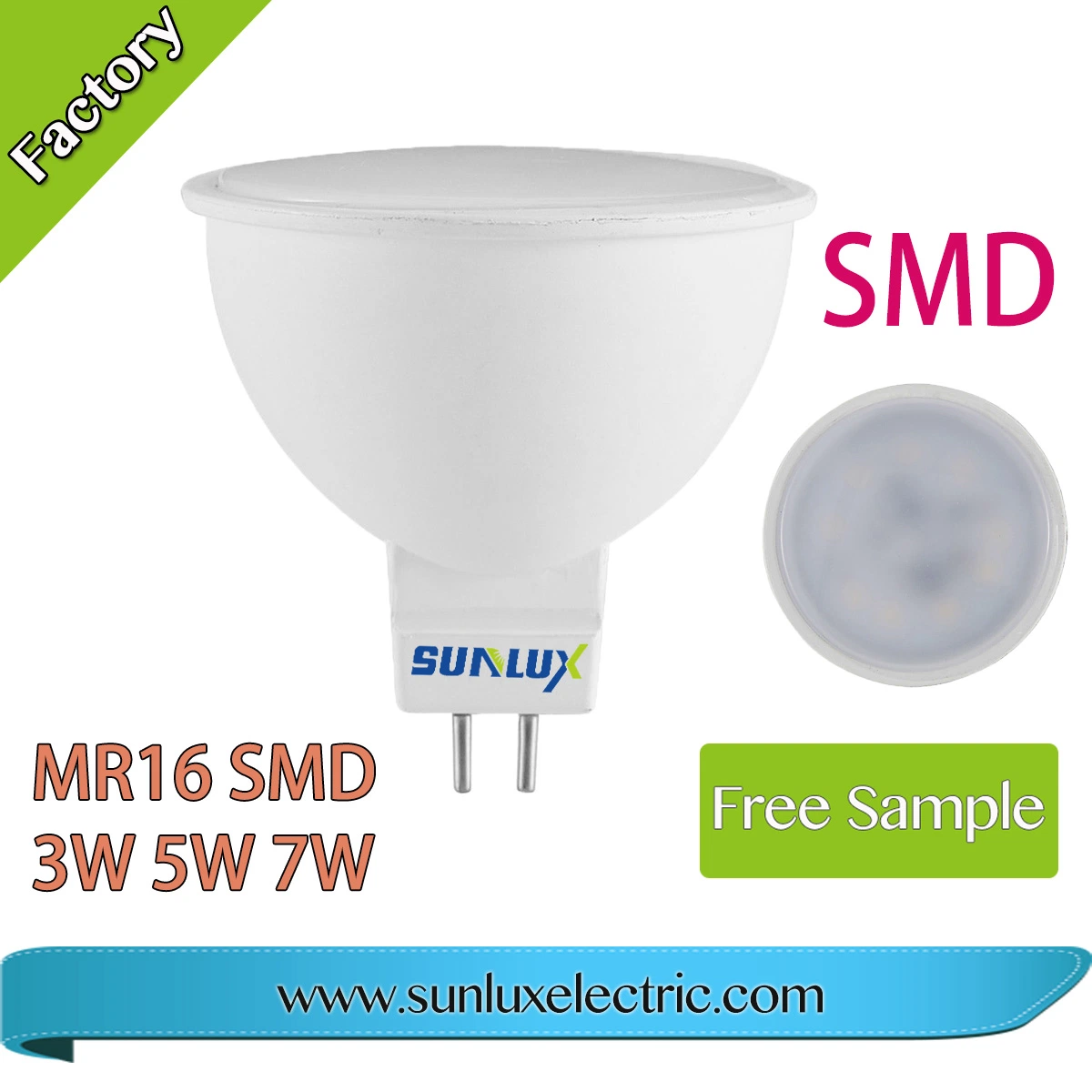 مصباح LED من البلاستيك والألومنيوم GU10 بقوة 3 واط وبقوة 5 واط وبقوة 6 واط MR16 SMD مصباح زينة المصباح الكاشف