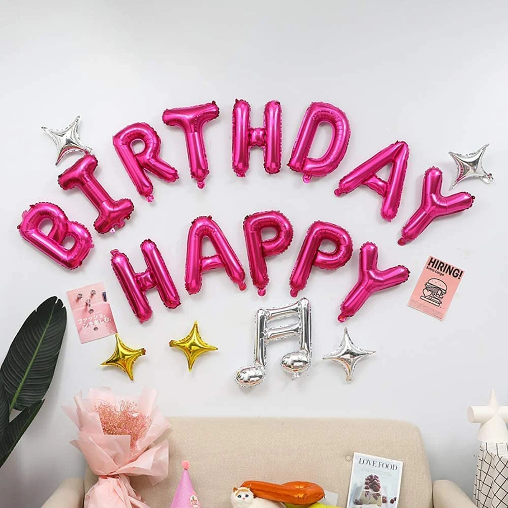 Aluminum Foil Banner Balloons for Birthday"Happy Birthday" Foil Balloon Set