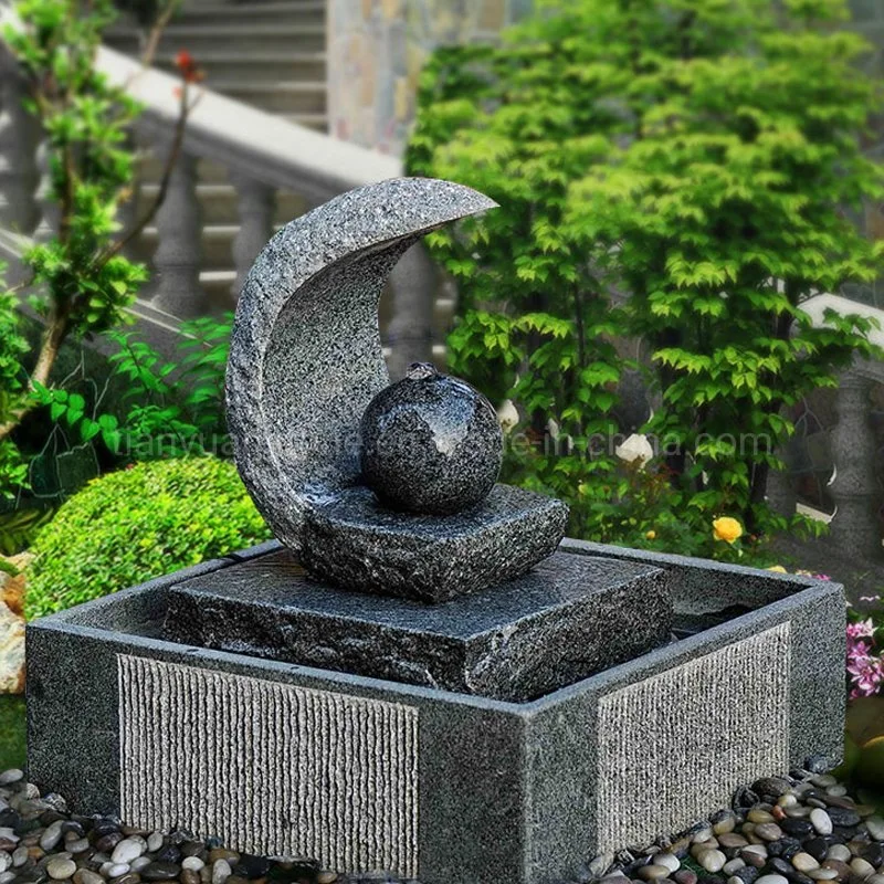 Natural Granite Black Stone Ball Water Garden Fountain Outdoor for Home Yard Landscape Decor