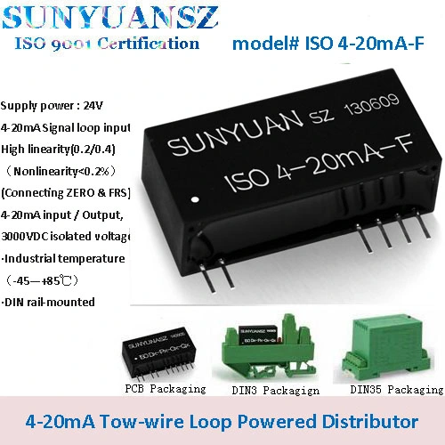 Two-Wire 4-20mA Converter 24VDC Loop Powered in Output Signal Conditioner