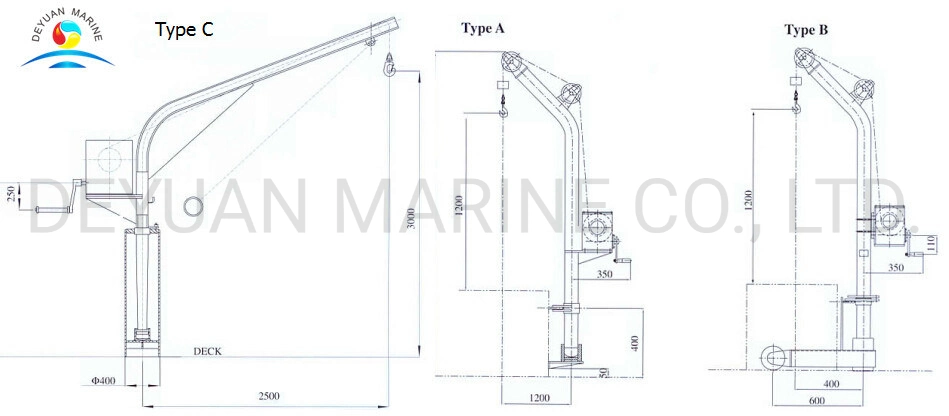 Electric and Manual Marine Cantilever Swing Arm Jib Crane