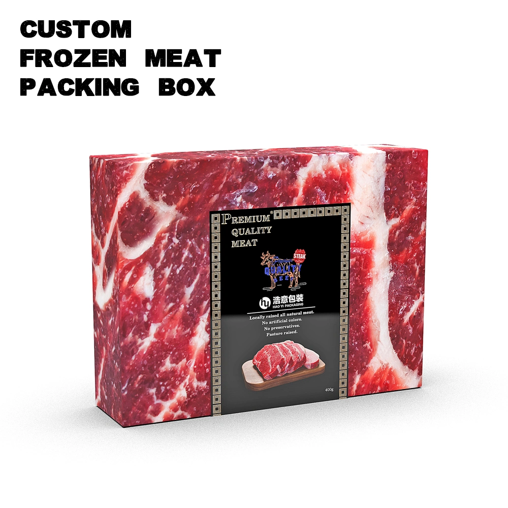 Customized Design Frozen Beef Coated Paper Packaging Box for Frozen Meat in Supermarket Food Packaging Box Cardboard Box