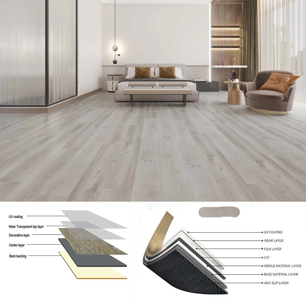 Free Sample 5 mm Commercial Floor Wholesale/Supplier Loose Lay Floor Vinyl Plastic PVC Lvt Flooring Plank with Underlay