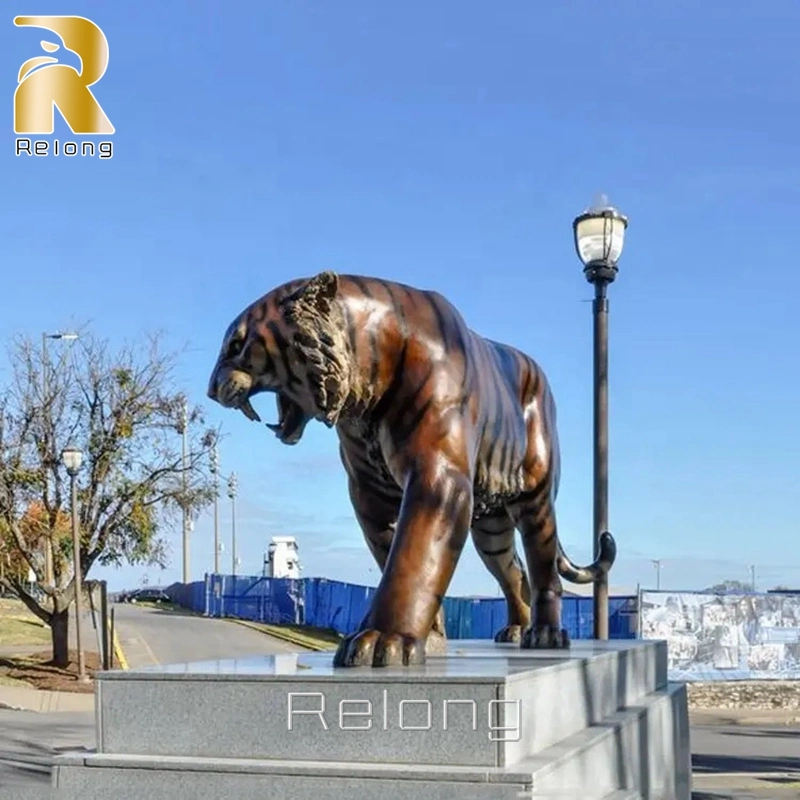 Gran Tamaño Metal Universidad Escultura Animal Bronce Leaping Tiger Estatua Para la venta