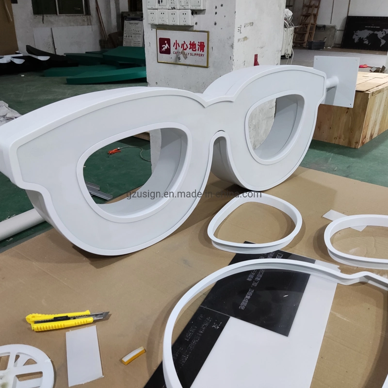 Outdoor Glasses Shop Logo Sign Custom Made Advertising LED Lighting Box Sign