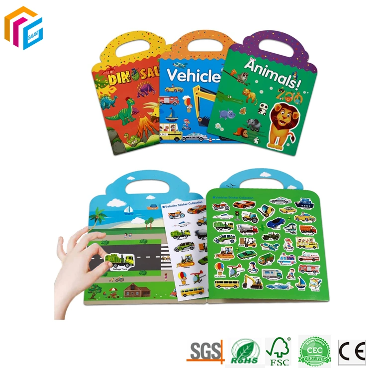 Custom Print Waterproof PVC Children Playing Gift Set réutilisable Vinyl Autocollant facile à décoller