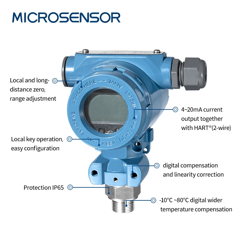 Mikrosensor MPM486 Digitaler 2-Draht LCD hart Druckmessumformer für Wasser Fließdruck